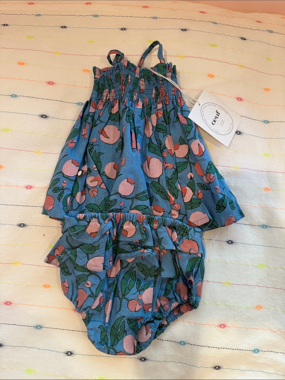 Oeuf Ruffle Bloomer Set Blue Flowers - 12 Month. NWT! - Picture 2 of 4